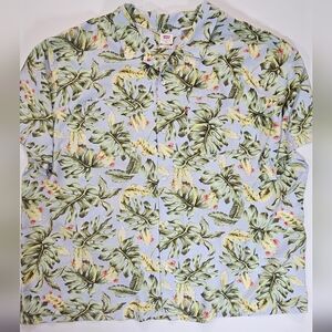 Levis Button Down Shirt Mens XXL Light Blue Tropical Floral Relaxed Fit Hawaiian